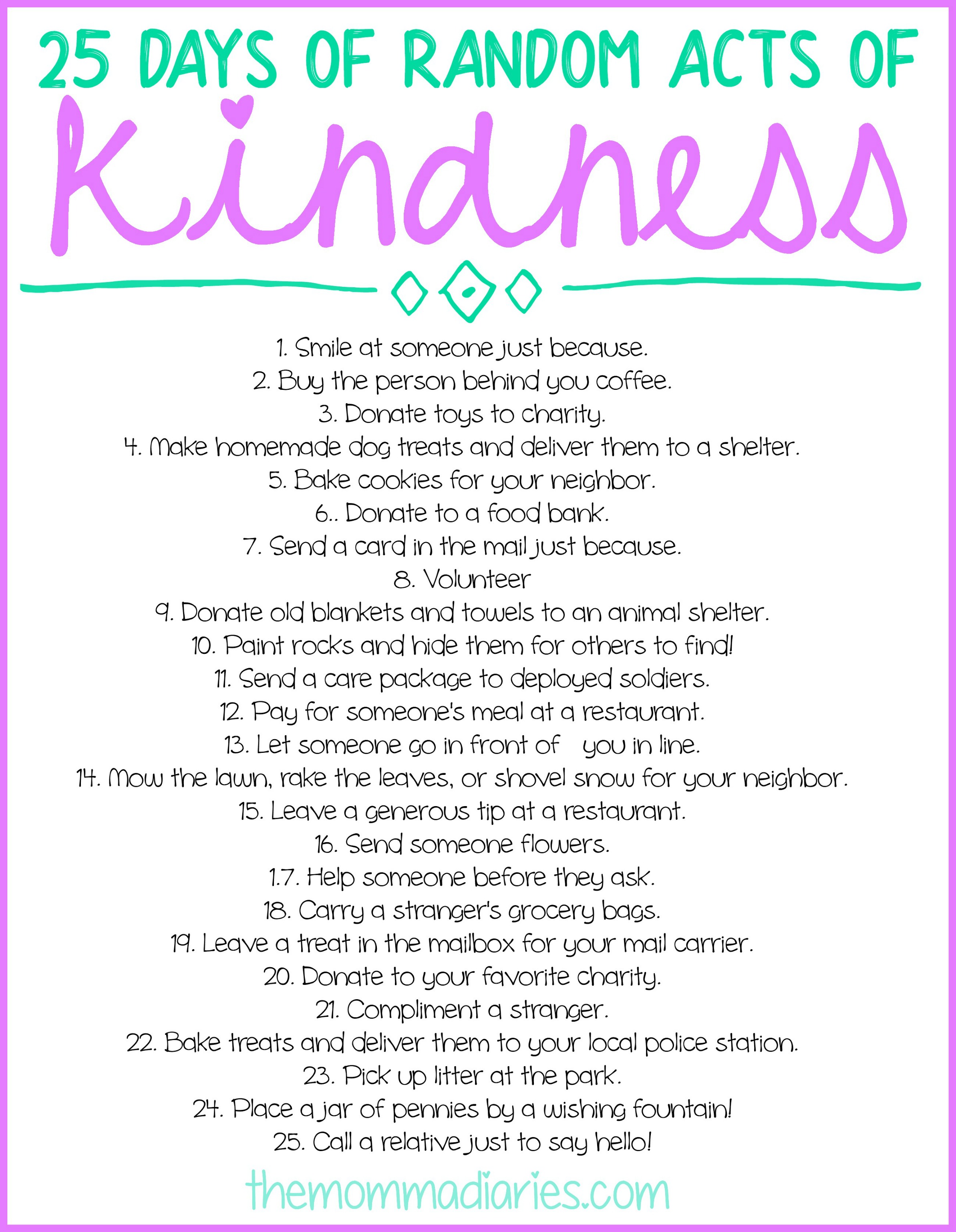 25 Days Of Random Acts Of Kindness 